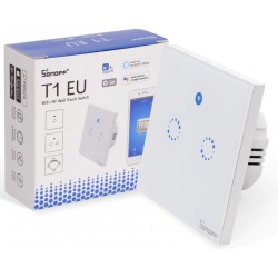 Sonoff T1 EU: Interruptor Duplo WIFI RF capacitivo para montagem em parede