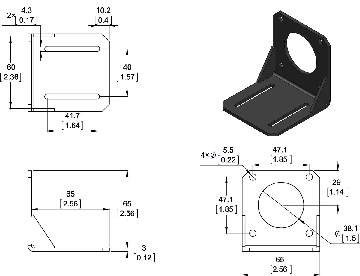 thumbnail image 2 of Steel Stepper Motor Mounting Bracket - Fits Nema 17, 23, 34 - For 3D Printer, CNC, DIY Projects 2 of 6