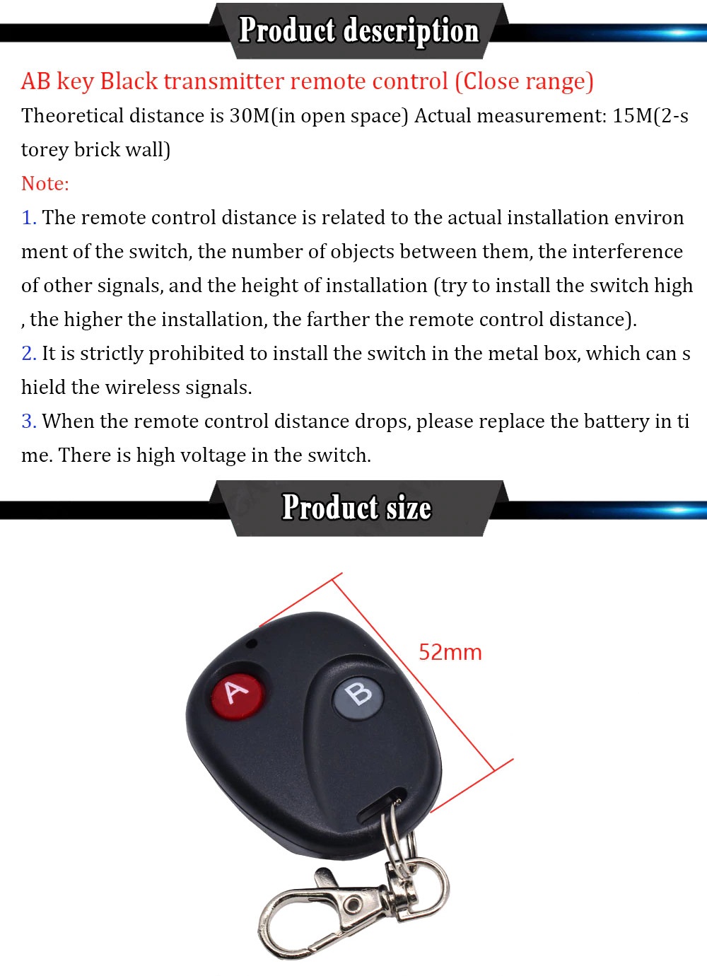 Remote Control Description