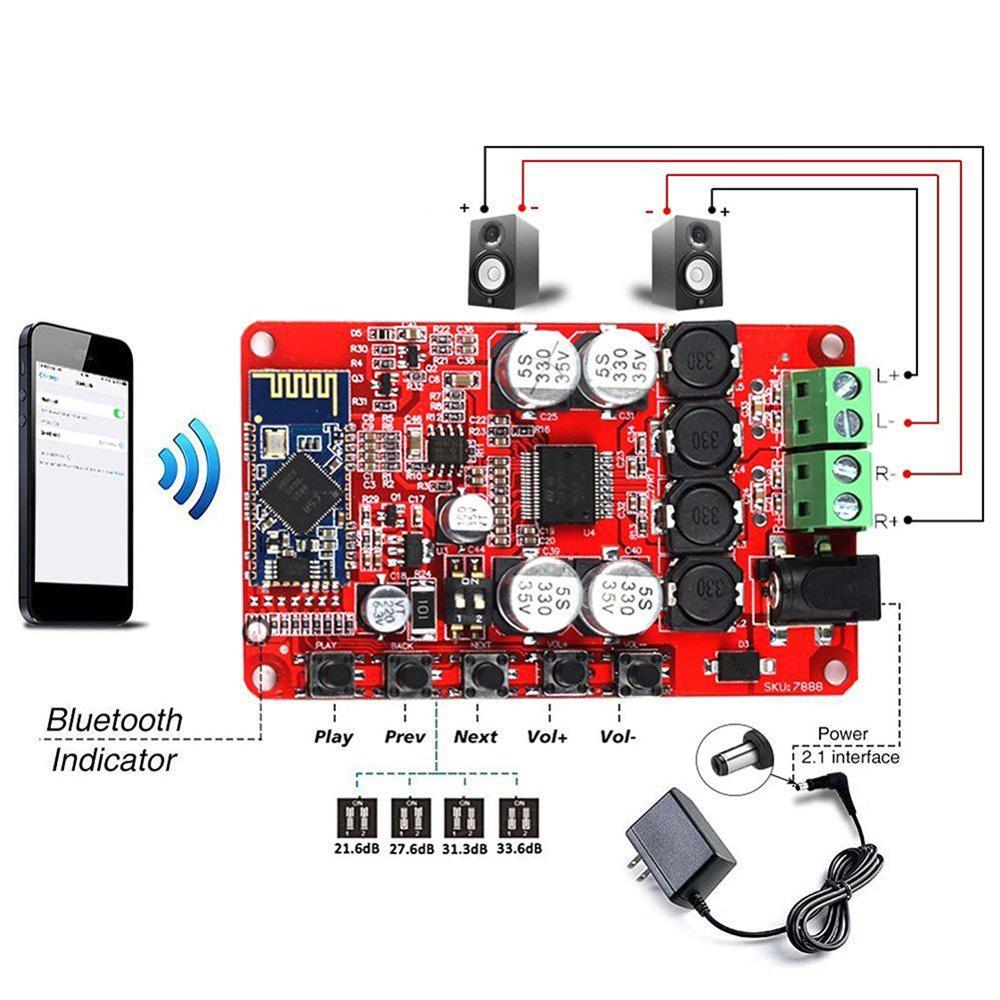 Ricevitore Audio Bluetooth 4.0 TDA7492P – Scheda Amplificatore Digitale 50W+50W Con Custodia, Ingresso Stereo E Chip CSR8630, Per Altoparlanti 4–8 Ω