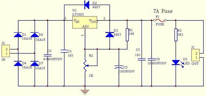 LT1083 7A Linear Adjustable Voltage Regulator DC Step-down Power Supply Module 